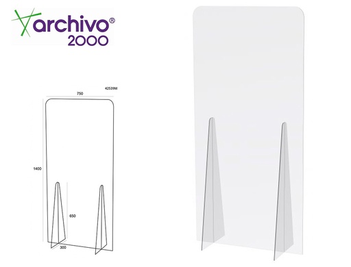 [159811] Pantalla de proteccion archivo 2000 de pie metacrilato transparente 750x1400 mm