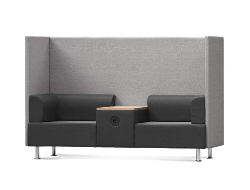 [156856] Sofa rocada 2 plazas + mesa tapizado color negro / gris 200x129x68 cm