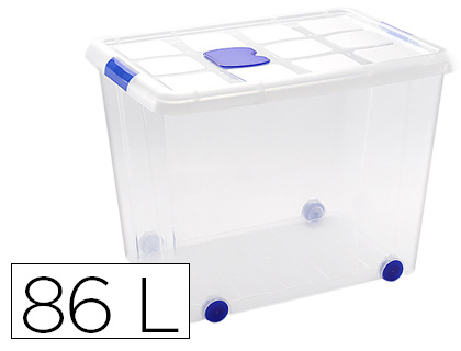 [155911] Contenedor plastico plasticforte 86 litros n 8 transparente con tapa 470x620x450 mm