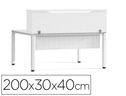 [150680] Mostrador de altillo rocada valido para mesas work metal executive 200x30x40 cm acabado aw04 blanco/blanco