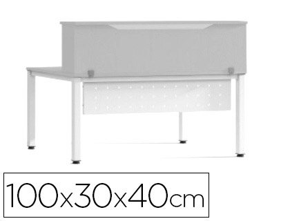 [150665] Mostrador de altillo rocada valido para mesas work metal executive 100x30x40 cm acabado aw04 blanco/blanco