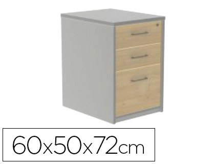 [150653] Cajonera rocada con tres cajones serie store 60x50x72 cm acabado ab04 aluminio/blanco