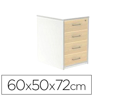 [150650] Cajonera rocada con cuatro cajones serie store 60x50x72 cm acabado aw04 blanco/blanco