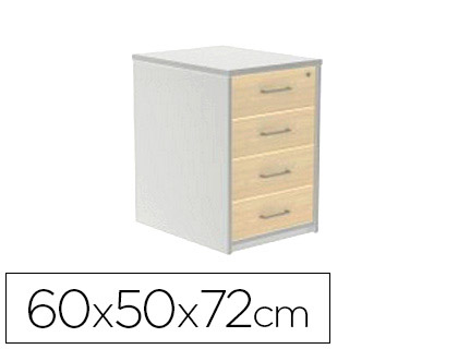 [150649] Cajonera rocada con cuatro cajones serie store 60x50x72 cm acabado ab04 aluminio/blanco