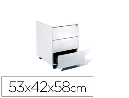 [150644] Cajonera metalica rocada con tres cajones serie store 58x40x59,5 cm acabado ac13 blanco/blanco