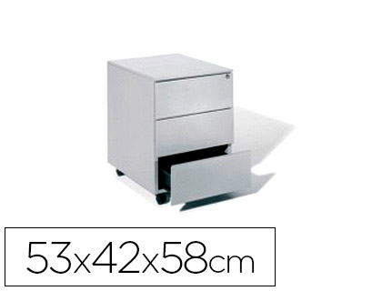 [150643] Cajonera metalica rocada con tres cajones serie store 53x42x58 cm acabado ac00 gris/gris