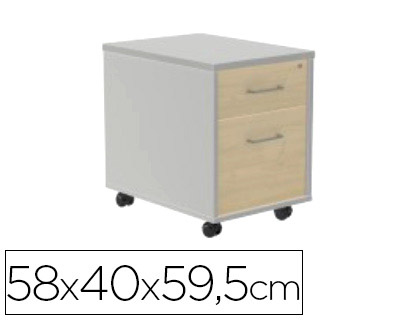 [150641] Cajonera rocada con dos cajones serie store 58x40x59,5 cm acabado ab04 aluminio/blanco