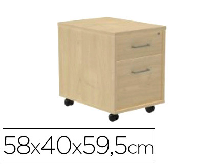 [150638] Cajonera rocada con dos cajones serie store 58x40x59,5 cm acabado aa01 haya/haya