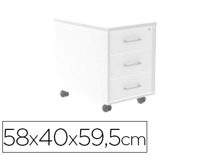 [150637] Cajonera rocada con tres cajones serie store 58x40x59,5 cm acabado aw04 blanco/blanco