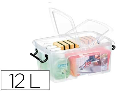 [57162] Contenedor plastico cep 12 litros 405x295x183 mm transparente con tapa y cierre hermetico