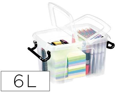 [57161] Contenedor plastico cep 6 litros 305x224x182 mm transparente con tapa y cierre hermetico