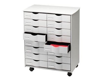 [43541] Mueble auxiliar paperflow para oficina negro 16 cajones en 2 columnas gris5x382 71,5x58x34,3 cm