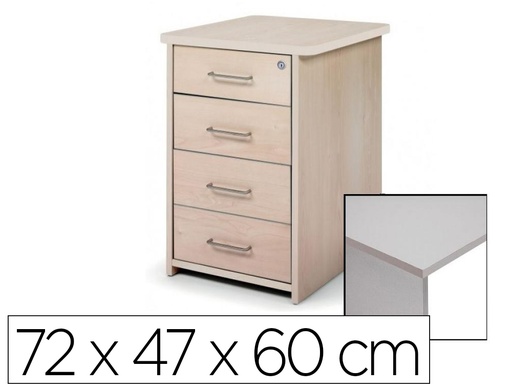 [36719] Cajonera rocada con 4 cajones serie store 72x47x60 acabado ab02 aluminio/gris