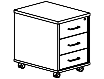 [36459] Cajonera rocada con 3 cajones serie store 58x40x59,5 acabado aa01 haya/haya