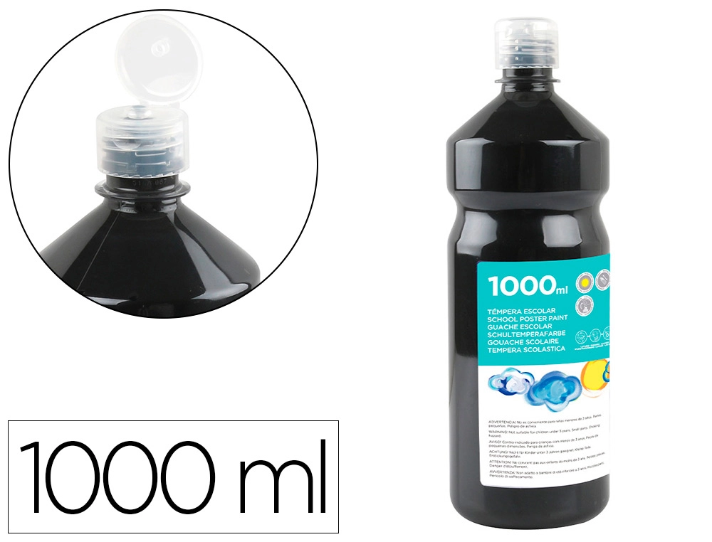 [59230] Tempera liquida liderpapel escolar 1000 ml negro