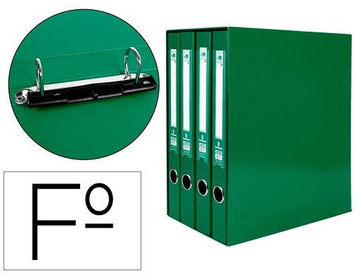 [25070] Modulo liderpapel 4 archivadores folio 2 anillas mixtas 25mm verde