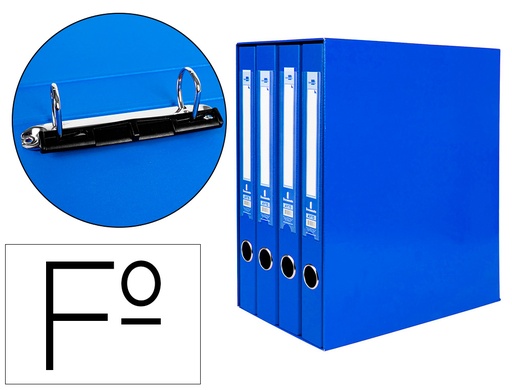 [25069] Modulo liderpapel 4 archivadores folio 2 anillas mixtas 25mm azul