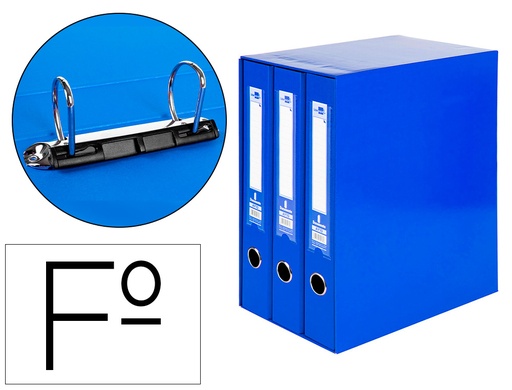 [21151] Modulo liderpapel 3 archivadores folio 2 anillas mixtas 40mm azul