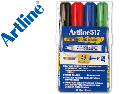 [17254] Rotulador artline pizarra ek-517/4 punta redonda 2 mm bolsa de 4 unidades colores surtidos