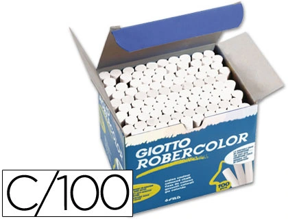 [14822] Tiza blanca antipolvo robercolor caja de 100 unidades