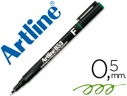 [13502] Rotulador artline retroproyeccion punta fibra permanente ek-853 verde -punta redonda 0.5 mm