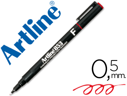 [10923] Rotulador artline retroproyeccion punta fibra permanente ek-853 rojo -punta redonda 0.5 mm