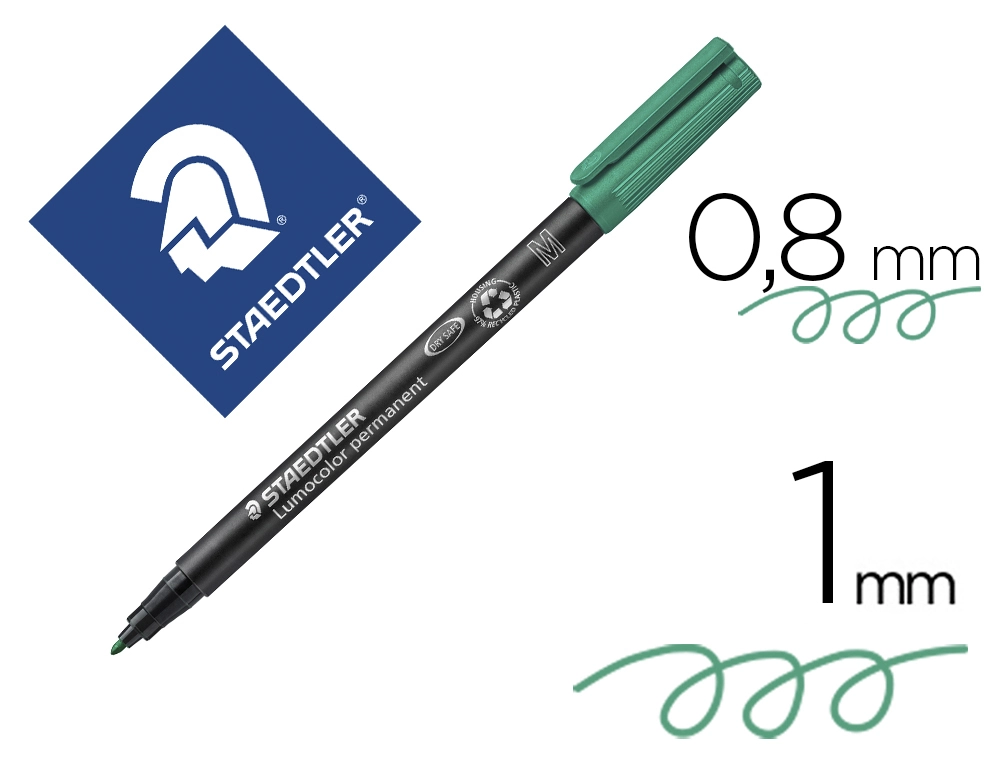 [10563] Rotulador staedtler lumocolor retroproyeccion punta de fibrapermanente 317-5 verde punta media redonda 0.8-1 mm