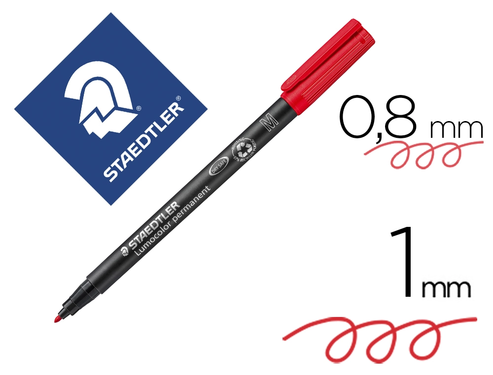 [10561] Rotulador staedtler lumocolor retroproyeccion punta de fibrapermanente 317-2 rojo punta media redonda 0.8-1 mm
