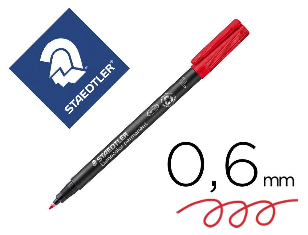 [10560] Rotulador staedtler lumocolor retroproyeccion punta de fibrapermanente 318-2 rojo punta fina redonda 0.6 mm