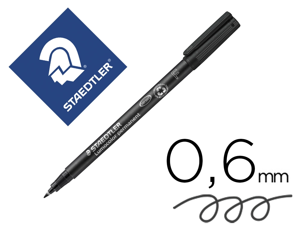[10558] Rotulador staedtler lumocolor retroproyeccion punta de fibrapermanente 318-9 negro punta fina redonda 0.6 mm