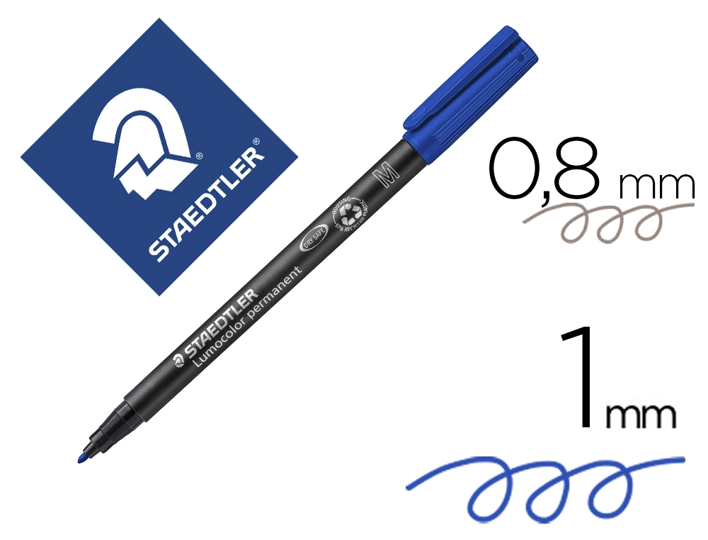 [10557] Rotulador staedtler lumocolor retroproyeccion punta de fibrapermanente 317-3 azul punta media redonda 0.8-1 mm