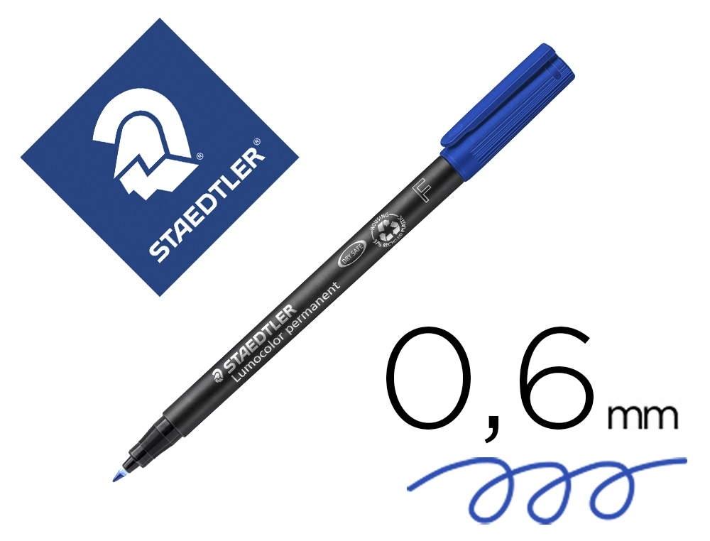 [10556] Rotulador staedtler lumocolor retroproyeccion punta de fibrapermanente 318-3 azul punta fina redonda 0.6 mm