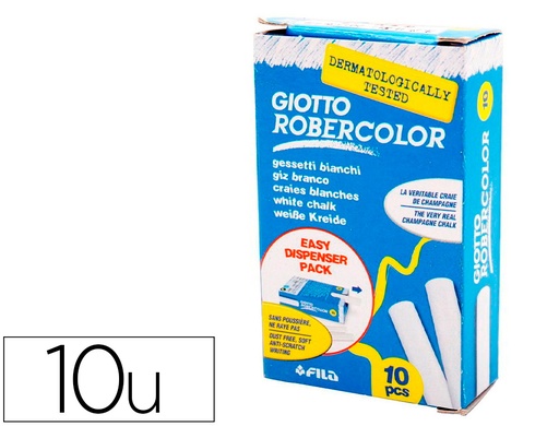 [8070] Tiza blanca antipolvo robercolor caja de 10 unidades