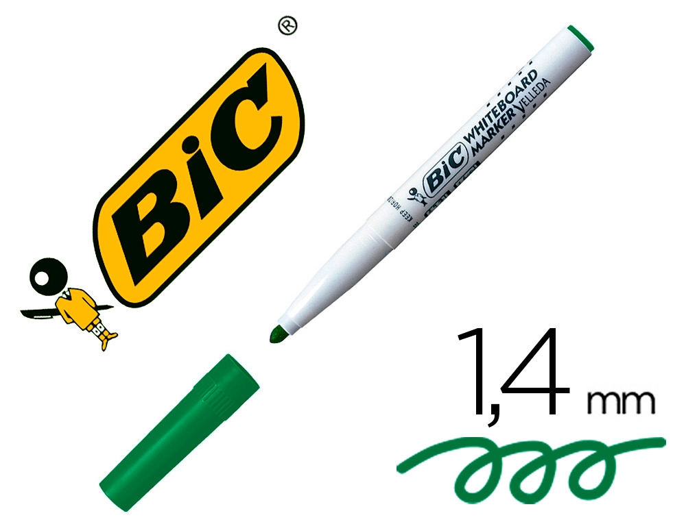 [7527] Rotulador bic velleda para pizarra verde punta redonda 1,4 mm