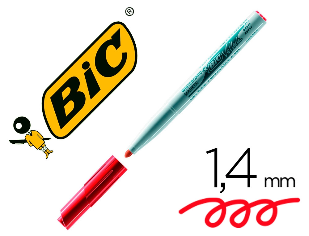 [7526] Rotulador bic velleda para pizarra rojo punta redonda 1,4 mm
