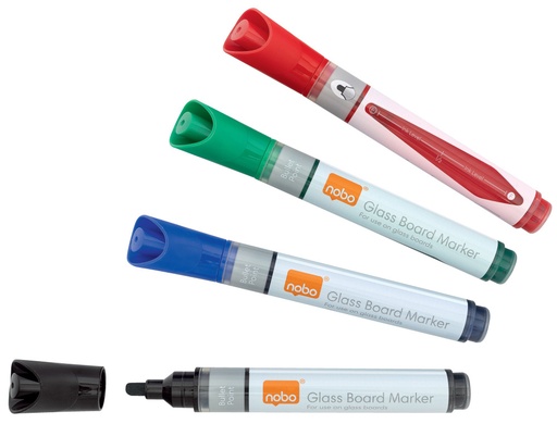 [241224] Rotulador nobo para pizarra cristal bolsa de 4 unidades colores surtidos