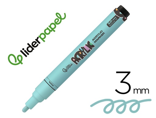[172316] Rotulador liderpapel acrylic base agua todo tipo de superficie punta redonda 3 mm verde menta
