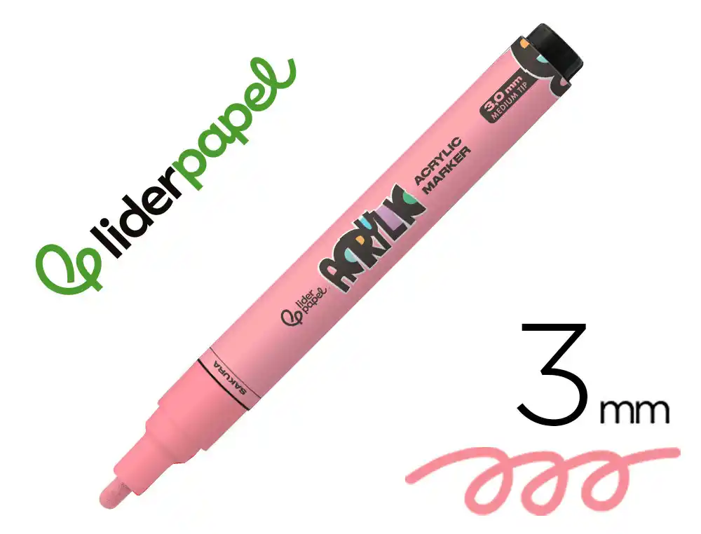 [172313] Rotulador liderpapel acrylic base agua todo tipo de superficie punta redonda 3 mm rosa sakura