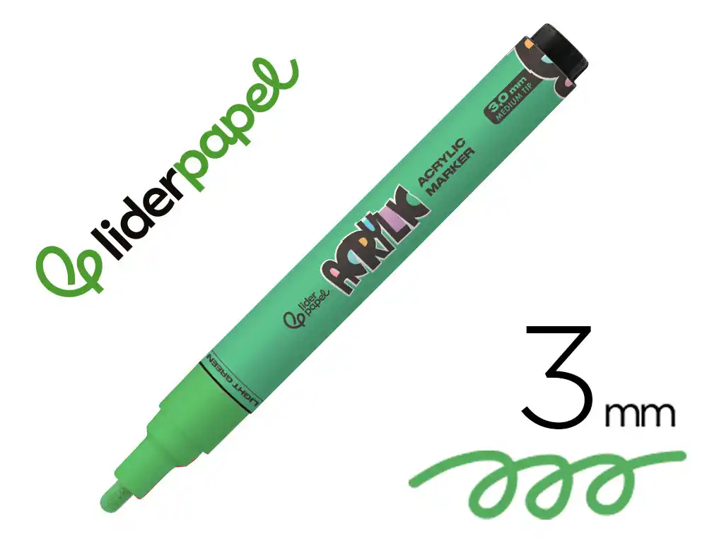 [171384] Rotulador liderpapel acrylic base agua todo tipo de superficie punta redonda 3 mm verde claro