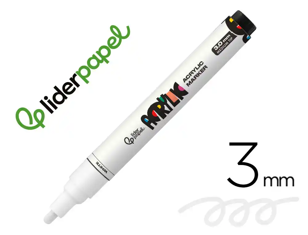 [171372] Rotulador liderpapel acrylic base agua todo tipo de superficie punta redonda 3 mm blanco