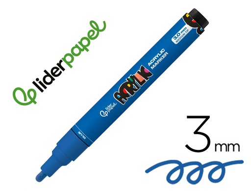 [171368] Rotulador liderpapel acrylic base agua todo tipo de superficie punta redonda 3 mm azul