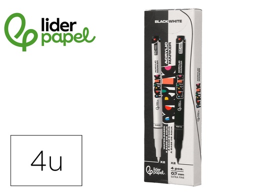 [171361] Rotulador liderpapel acrylic base agua todo tipo de superficie punta fina 0,7 mm caja de 4 perfiladores