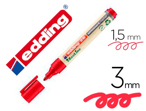 [164501] Rotulador edding 28 para pizarra blanca ecoline 90% reciclado color rojo punta redonda 1,5-3 mm recargable