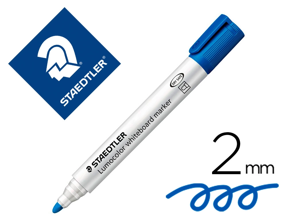 [163618] Rotulador staedtler lumocolor 351 para pizarra blanca punta redonda 2 mm recargable color azul