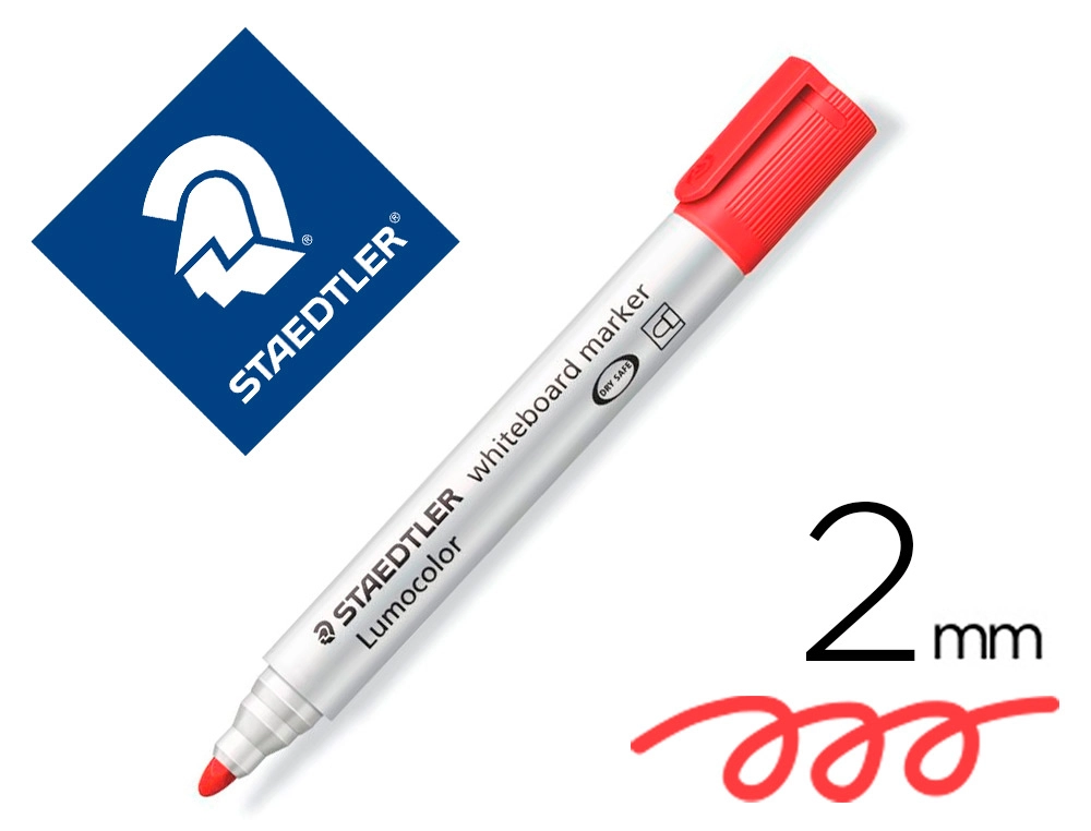 [163616] Rotulador staedtler lumocolor 351 para pizarra blanca punta redonda 2 mm recargable color rojo