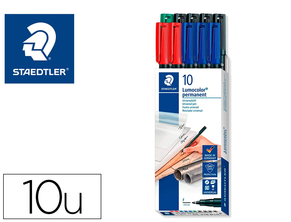 [163612] Rotulador staedtler lumocolor retroproyeccion punta de fibra 318 caja de 10 unidades colores surtidos