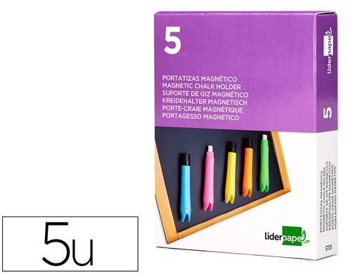 [163285] Portatizas plastico liderpapel magnetico colores surtidos caja de 5 unidades