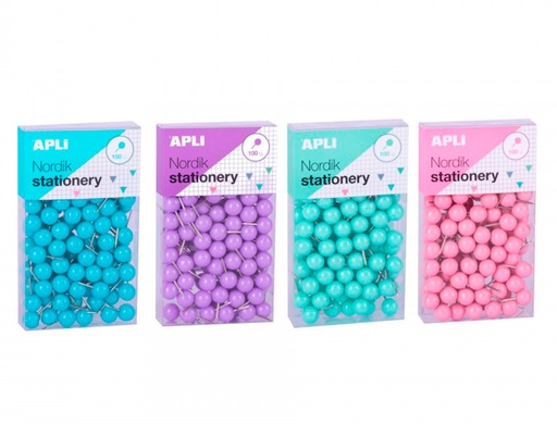 [160527] Aguja señalizadora apli redonda nordik 9 x 20 mm color pastel surtidos caja de 100 unidades