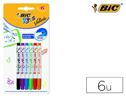 [153559] Rotulador bic kids velleda para pizarra blister de 6 unidades colores surtidos