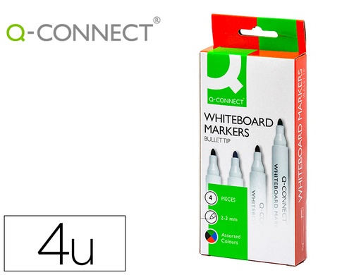 [79628] Rotulador q-connect pizarra blanca caja 4 colores surtidos punta redonda 3 mm